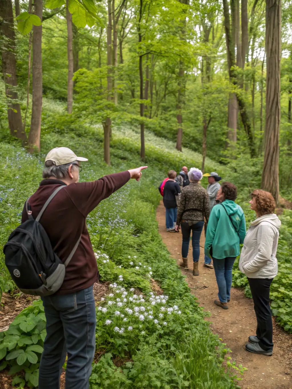 An image of a guided nature walk led by a Conservatoire expert, highlighting the educational aspect of their activities.