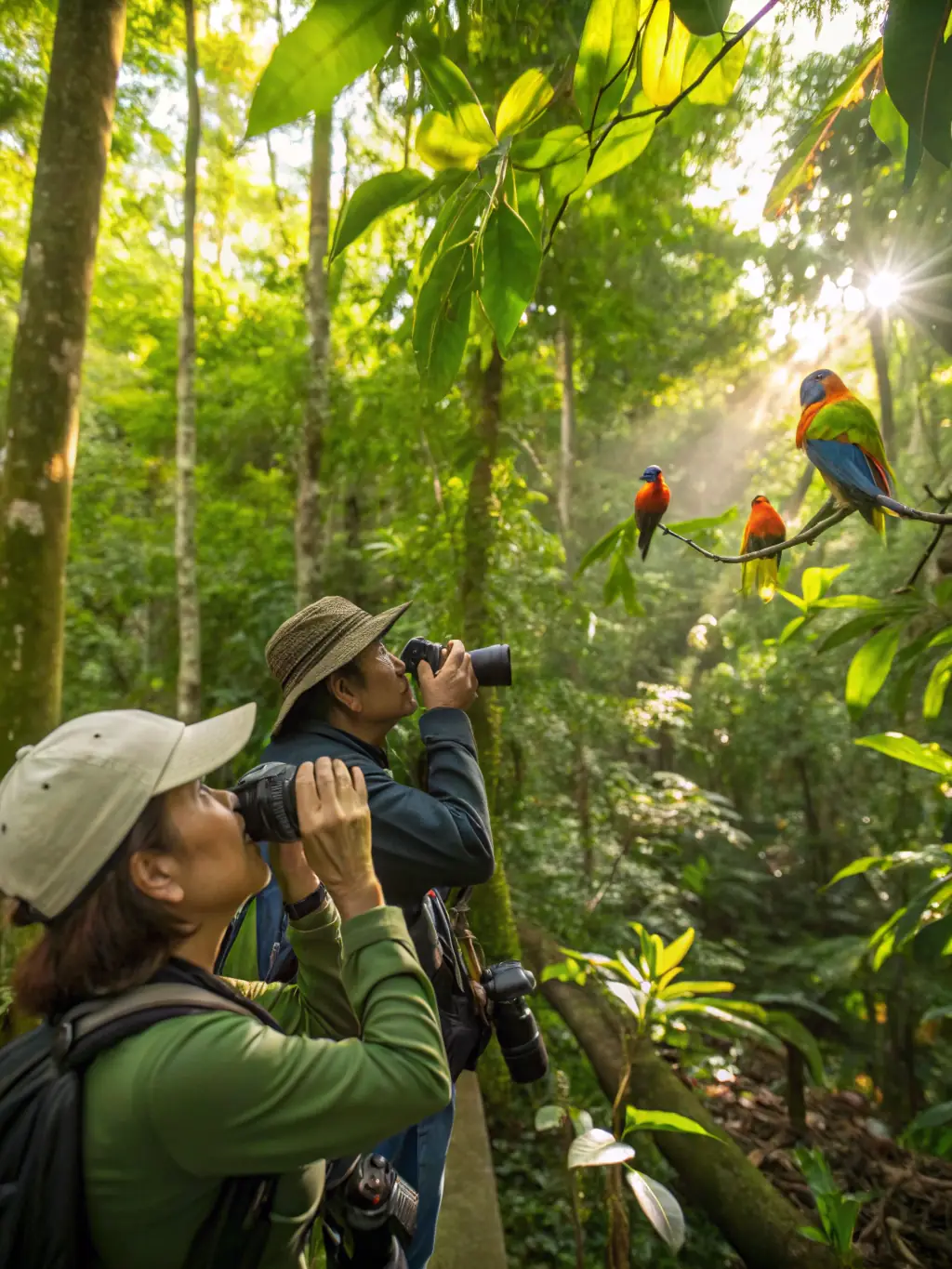 A photo of researchers monitoring wildlife populations in a protected area, emphasizing the Conservatoire's scientific contributions.